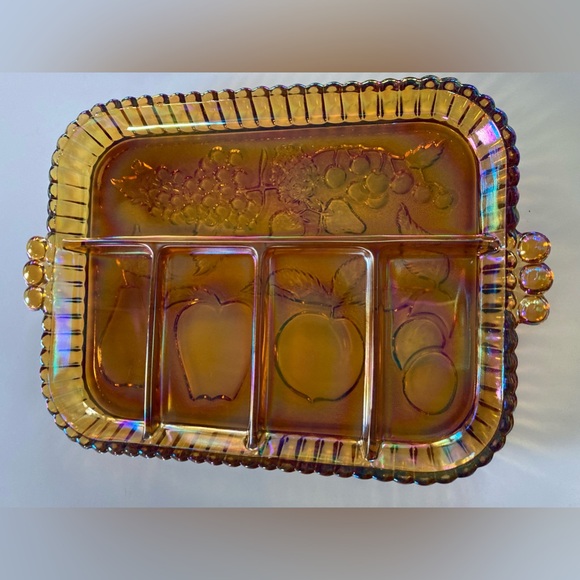 Amber Carnival Glass Tray - Picture 1 of 3